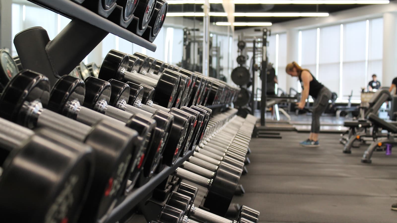 Inside a gym with weight equipment